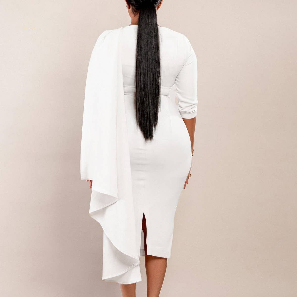 FASHION SOLID COLOR TONGLE PENCIL SKIRT DRESS_CWDMD3681