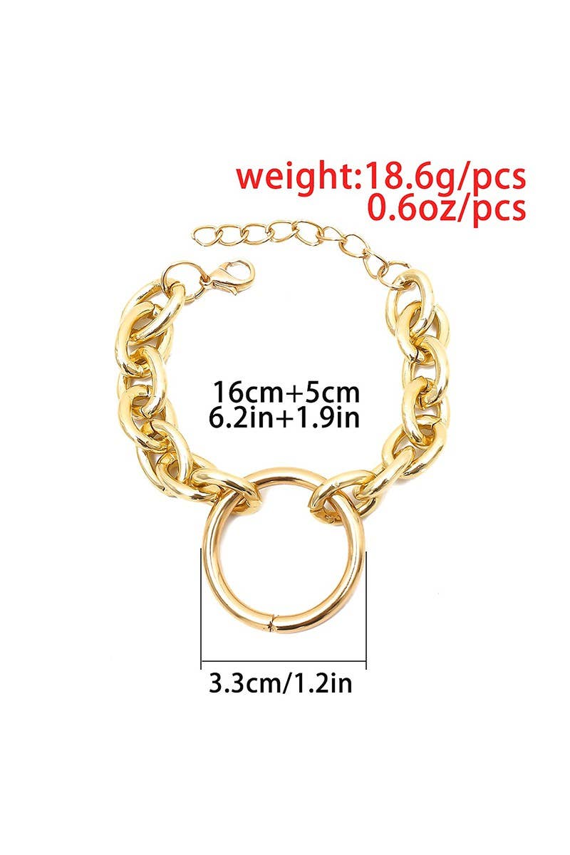 SIMPLE RING PENDANT CHAIN BRACELET_CWAJE095