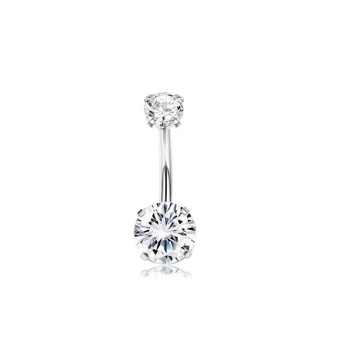 NEW ANGEL WINGS CZ BELLY RING WITH PRONG SETTING_CWMM9242