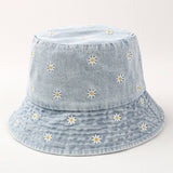 DENIM CHRYSANTHEMUM EMBROIDERED BUCKET HAT_CWAH1142