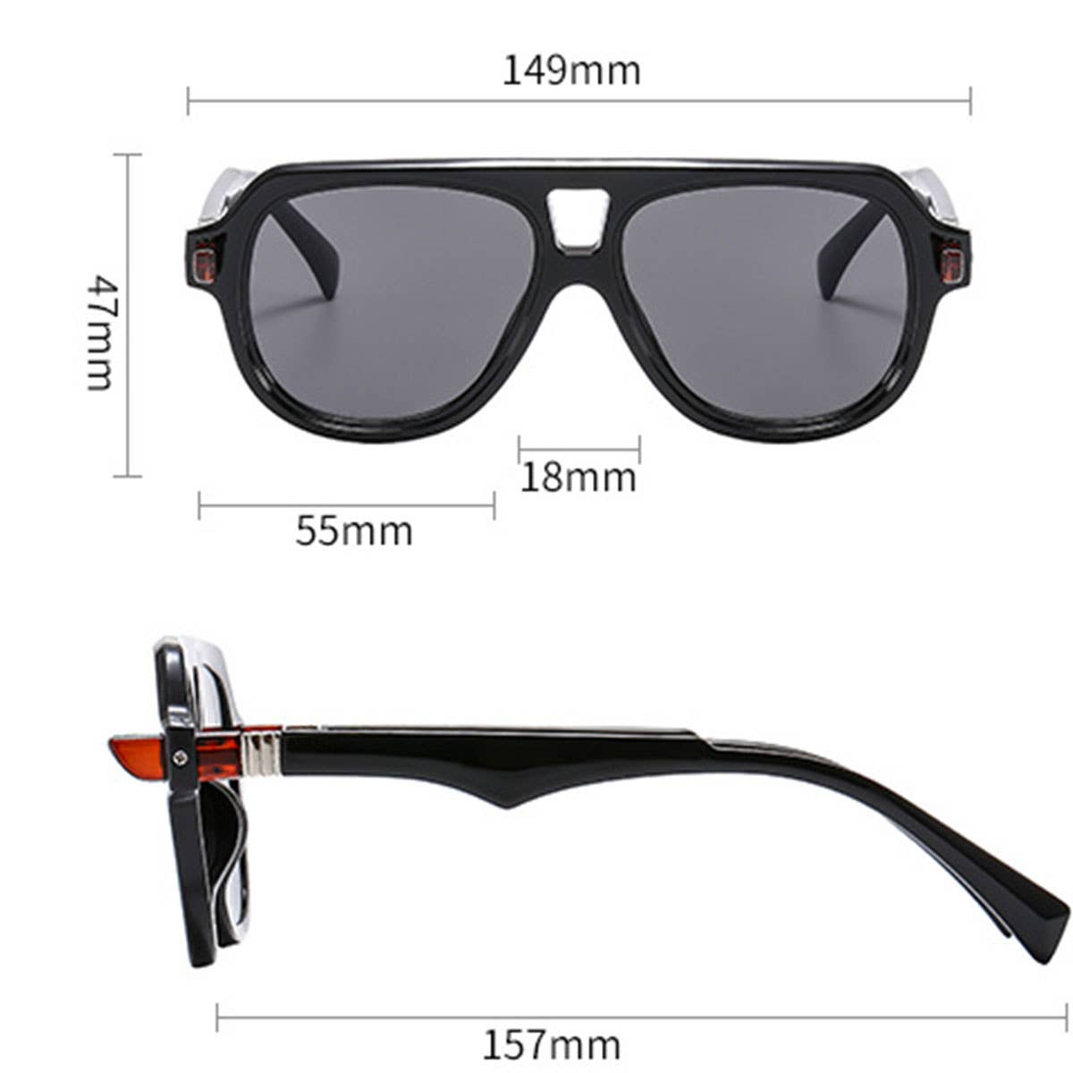 RETRO SPORTY DOUBLE BRIDGE COLORBLOCK SUNGLASSES_CWASG1197