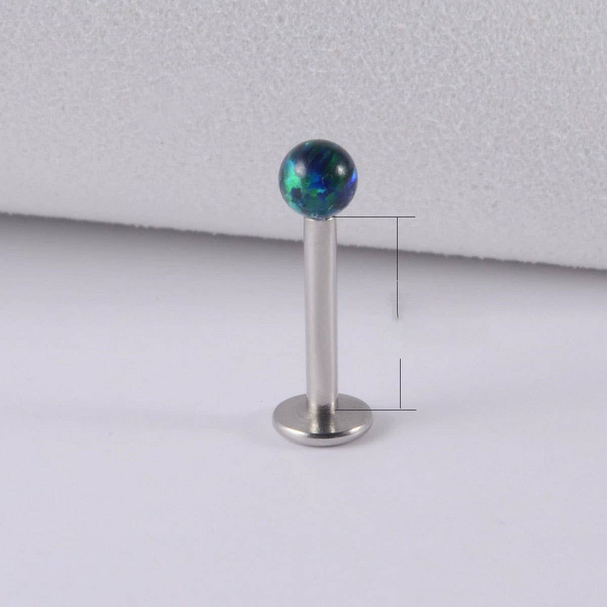 STAINLESS STEEL OPAL LIP STUD STRAIGHT BARBELL_CWMM9589