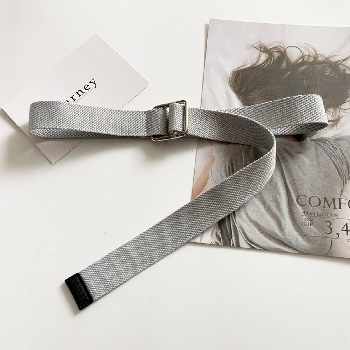 CANVAS SIMPLE DOUBLE BUCKLE DECORATIVE BELT_CWABE0661