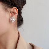 FRENCH VINTAGE PEARL FLOWER EARRINGS_CWAJE2190