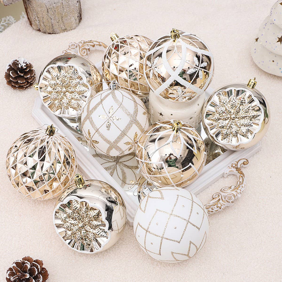 CHRISTMAS ORNAMENTS 10CM PAINTED BALL SET DECOR_CWMM9890