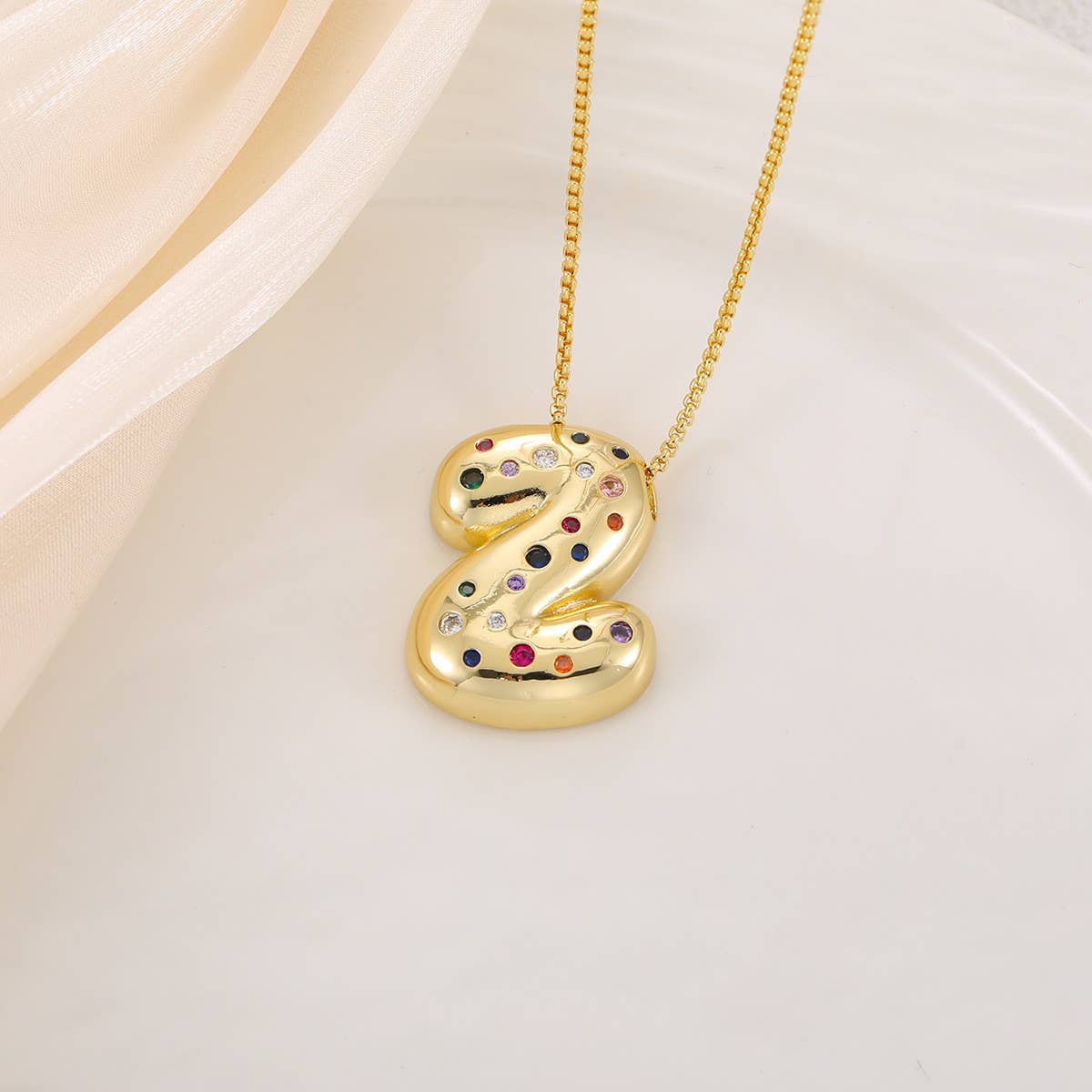 CREATIVE GLOSSY COLORFUL LETTER PENDANT NECKLACE_CWMM5877