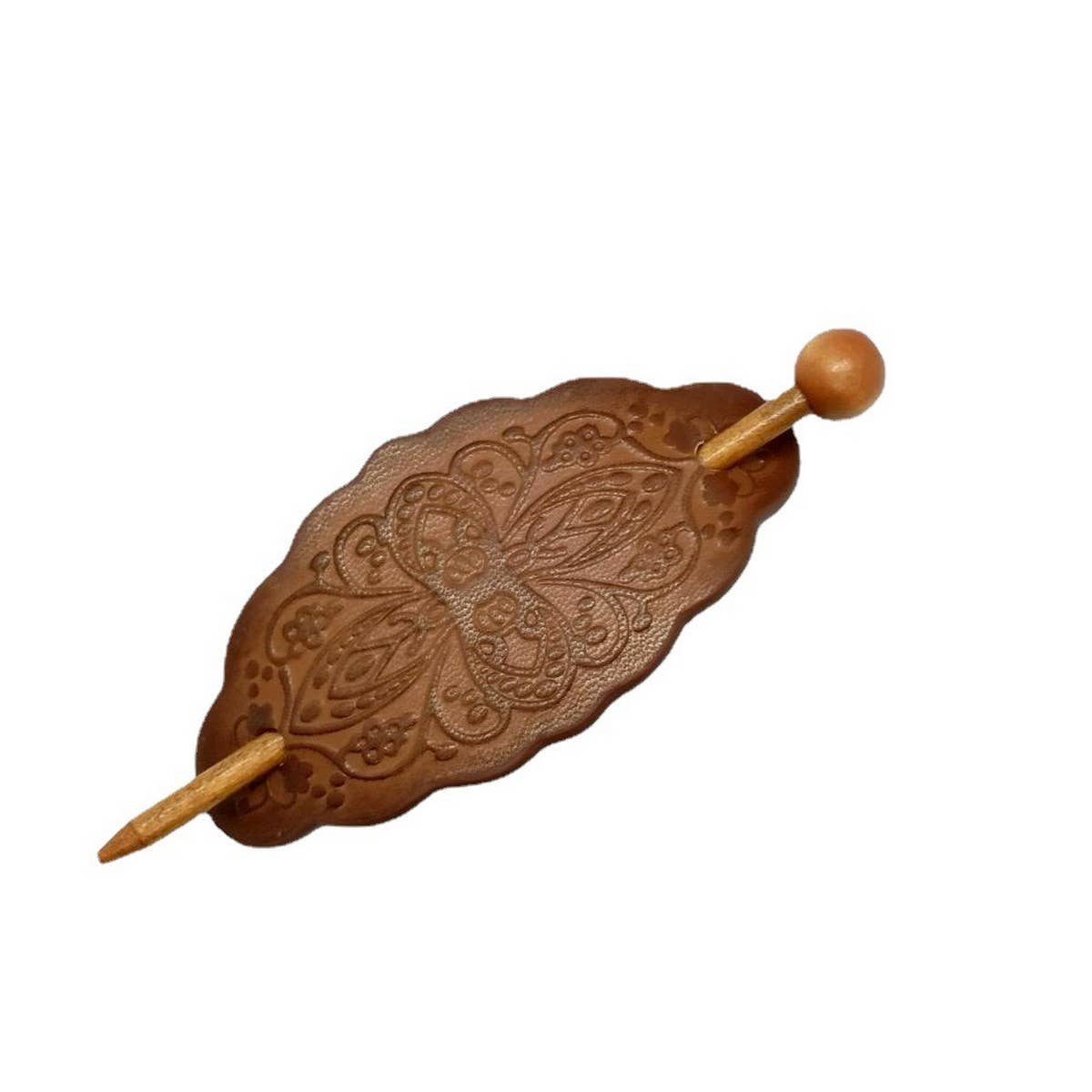 FLORAL TOTEM PAINTED FAUX LEATHER HAIR STICK_CWAHA6383