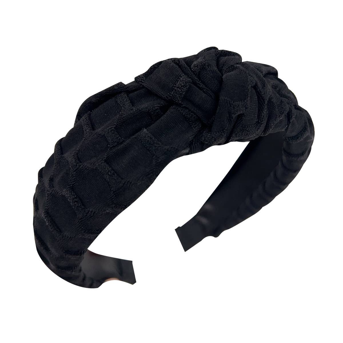 Solid Cross-Knotted Wide-Edge Pressed Hair Band
