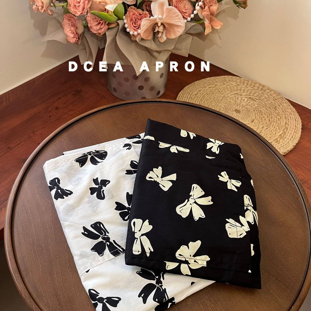 Vest Black And White Bow Print H-Shaped Apron_Cwmm5825