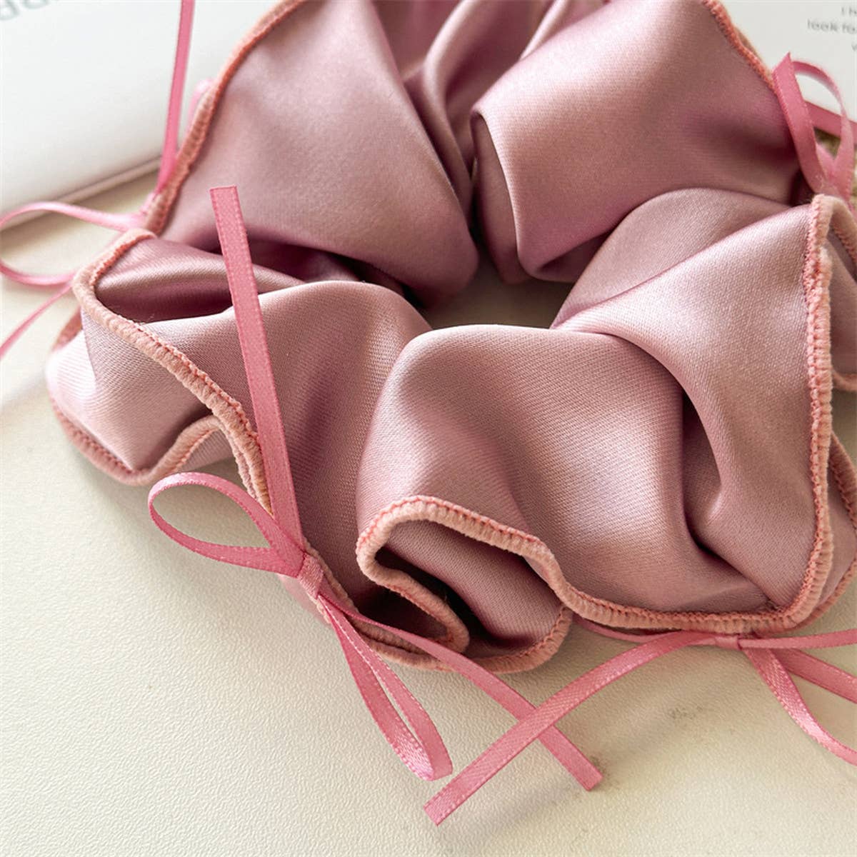 BALL HEAD RUBBER BAND RIBBON BOW HAIR TIE_CWAHA1353