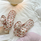 LIGHT BLUE FLORAL BOW KNOT THICK SOLED HOME SHOES_CWMM2970