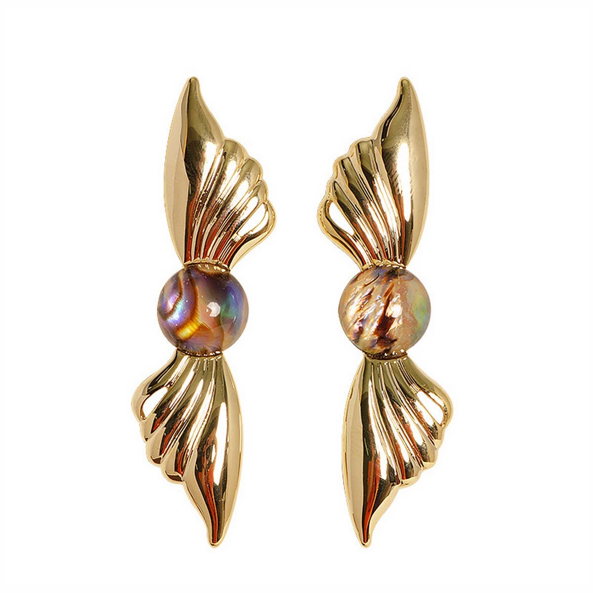 ANGELS WINGS ABALONE SILVER NEEDLE EARRINGS_CWMM4337