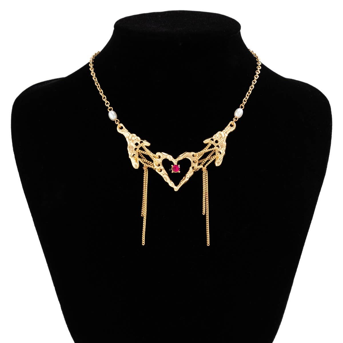 HEART TASSEL PERSONALIZED RHINESTONE NECKLACE_CWAJE1927