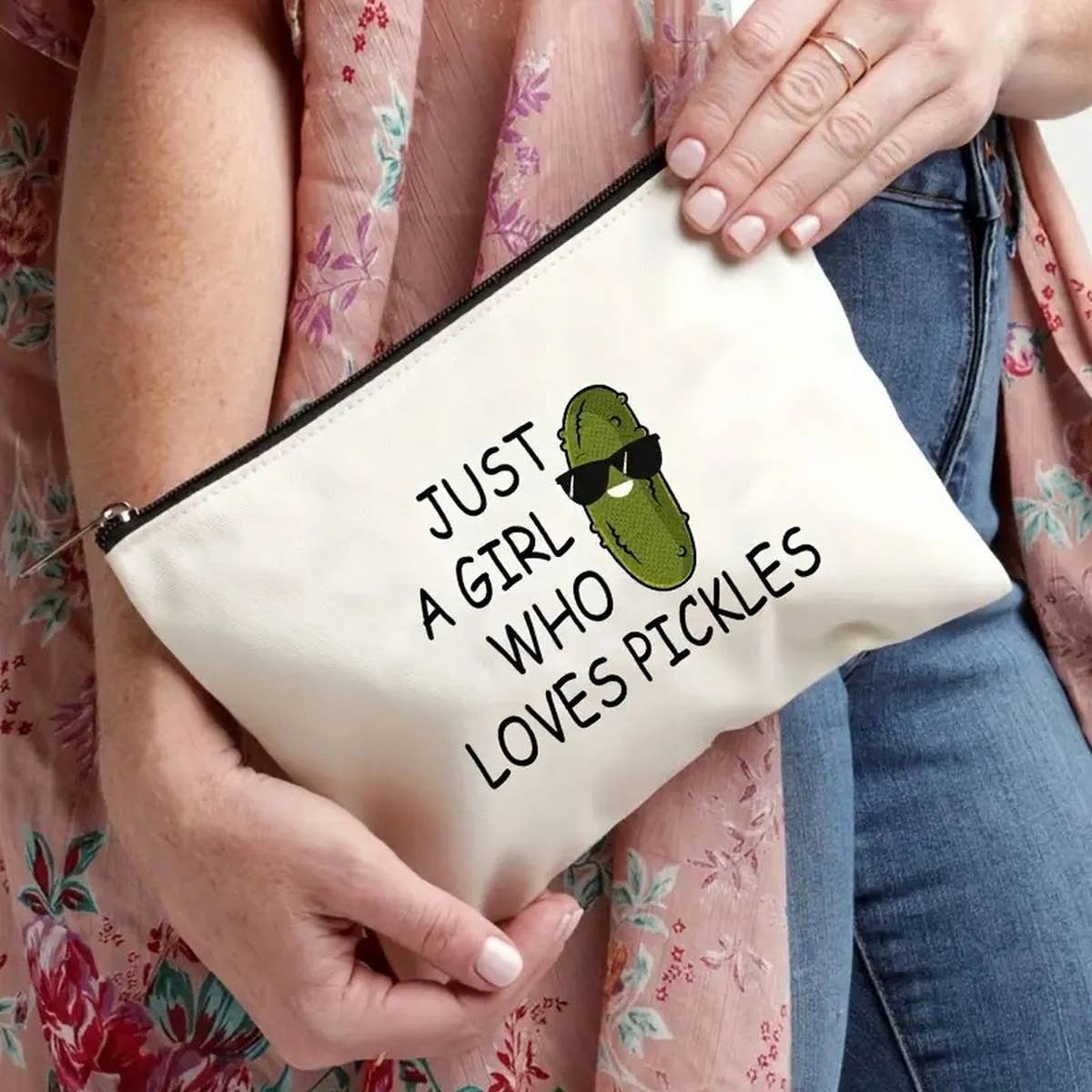 CUCUMBER LETTER DOUBLE SIDED PRINTED COSMETIC BAG_CWAB1783