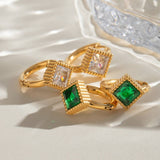 18K GOLD TITANIUM STEEL ZIRCON HIGH END EARRINGS_CWASC1677