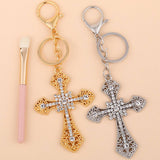 INLAID DIAMOND CROSS METAL KEYCHAIN_CWAJE0916