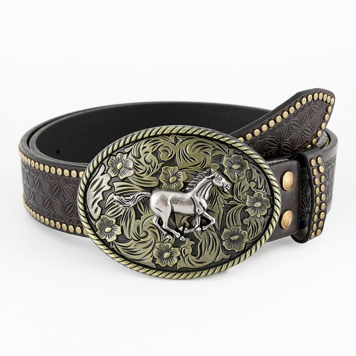 CLASSIC MENS PUNK EMBOSSED LEATHER BELT_CWABE0411