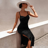 Womens Sexy Velvet Cami Dress With Side Slit