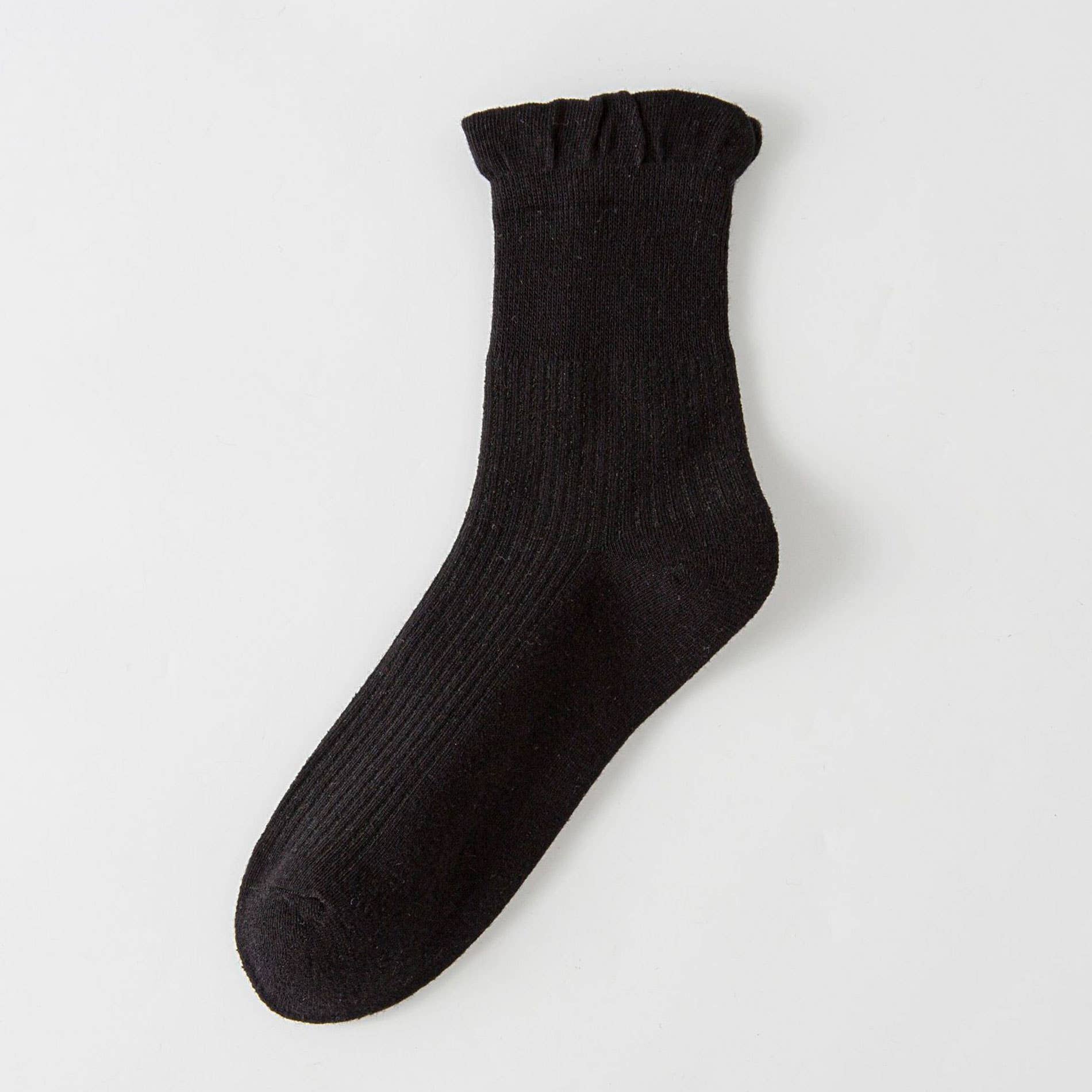 THIN SOLID RUFFLE CREW SOCKS FOR SUMMER_CWMS1374
