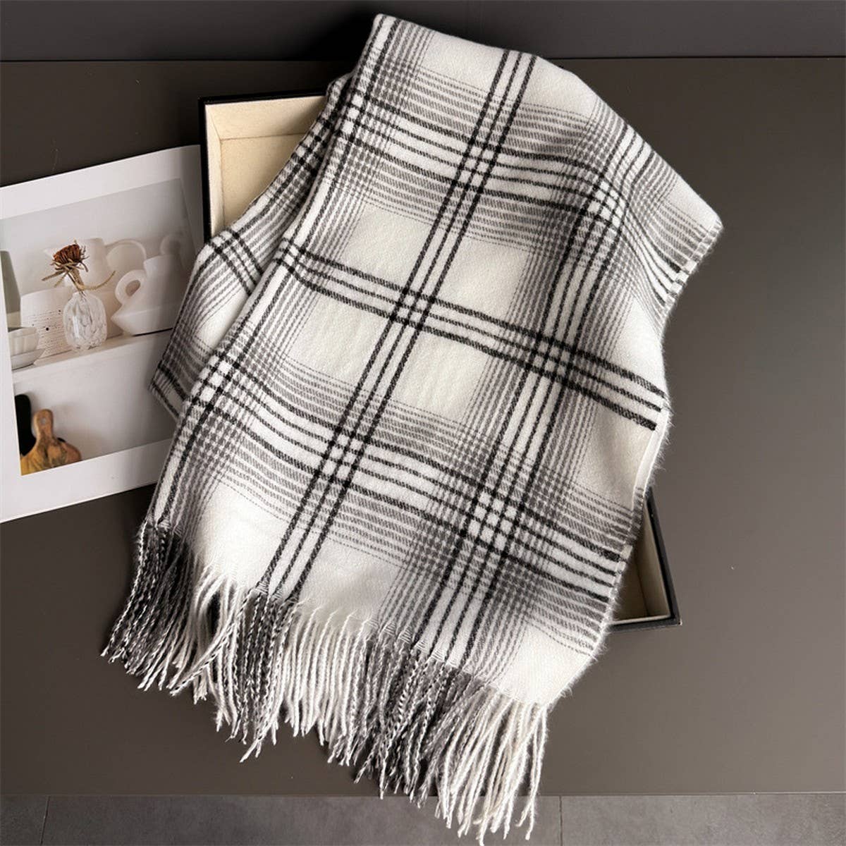 Checkerboard Winter Warm Cashmere Feel Scarf_Cwasc03262
