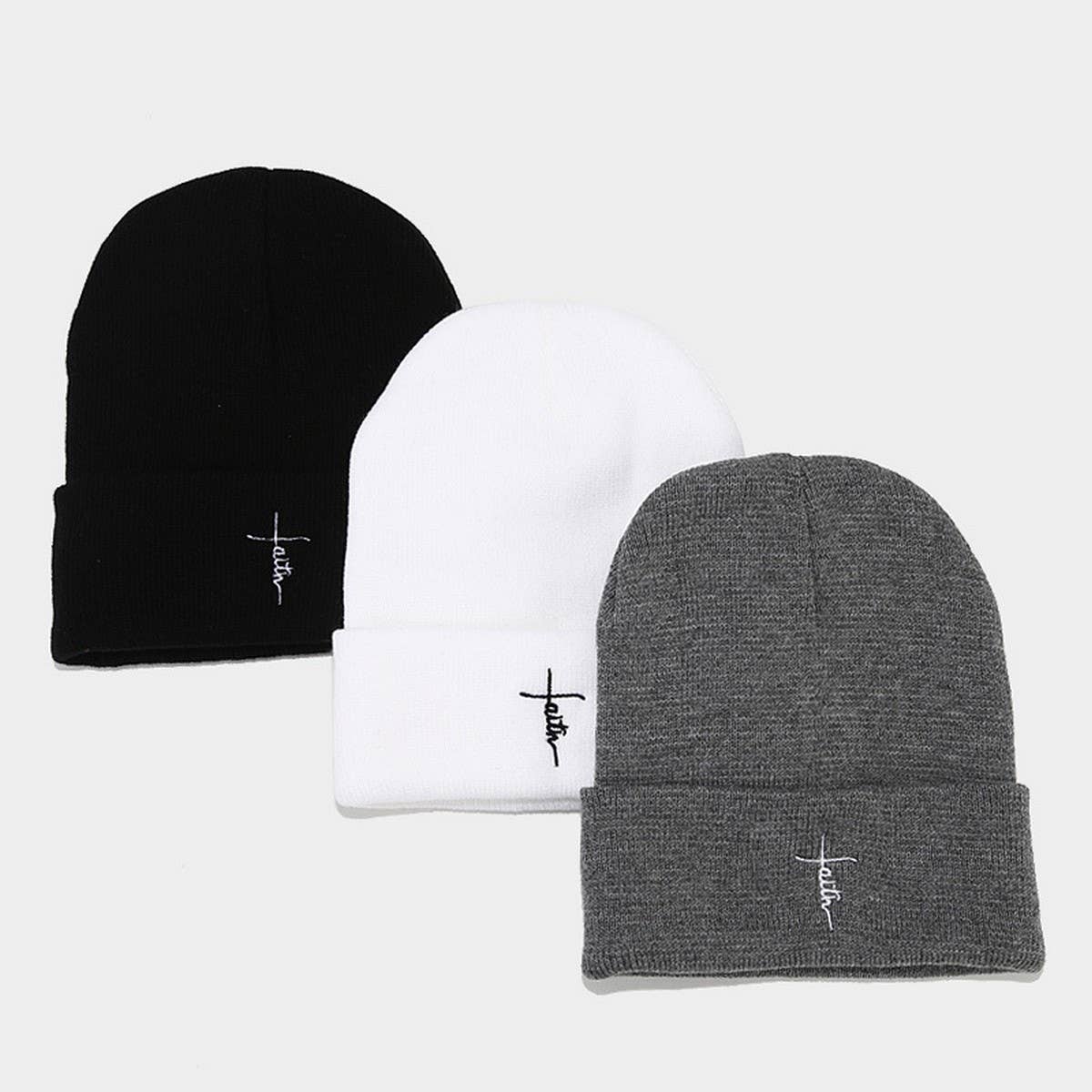 LETTER EMBROIDERY CIRCULAR HIP HOP KNITTED HAT_CWAH2088