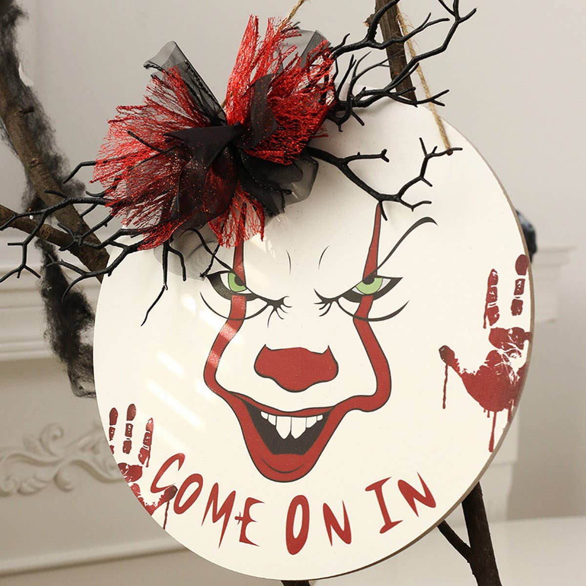 SCARY CLOWN WOODEN SIGN FOR HALLOWEEN DECOR_CWAJE05365
