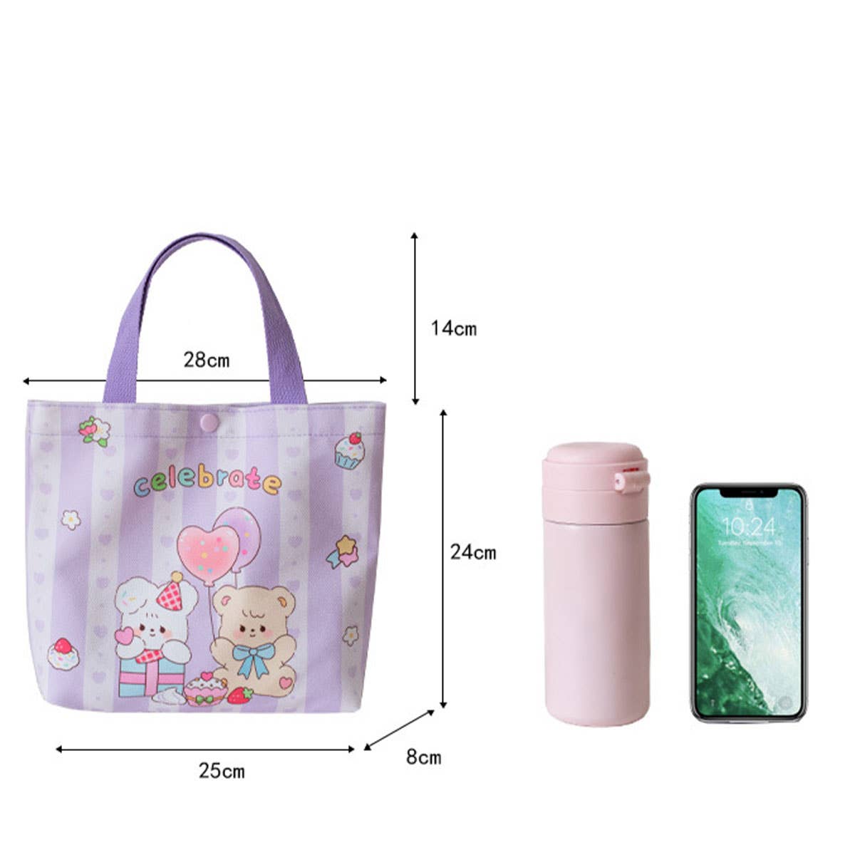 CUTE PRINTED LUNCH TOTE BAG FOR STUDENTS OFFICE_CWAB5664