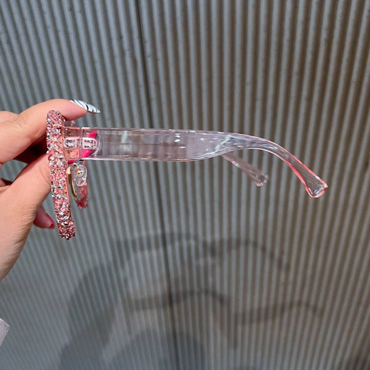 DOUBLE BRIDGE POLYGONAL RHINESTONE SUNGLASSES_CWASG0832