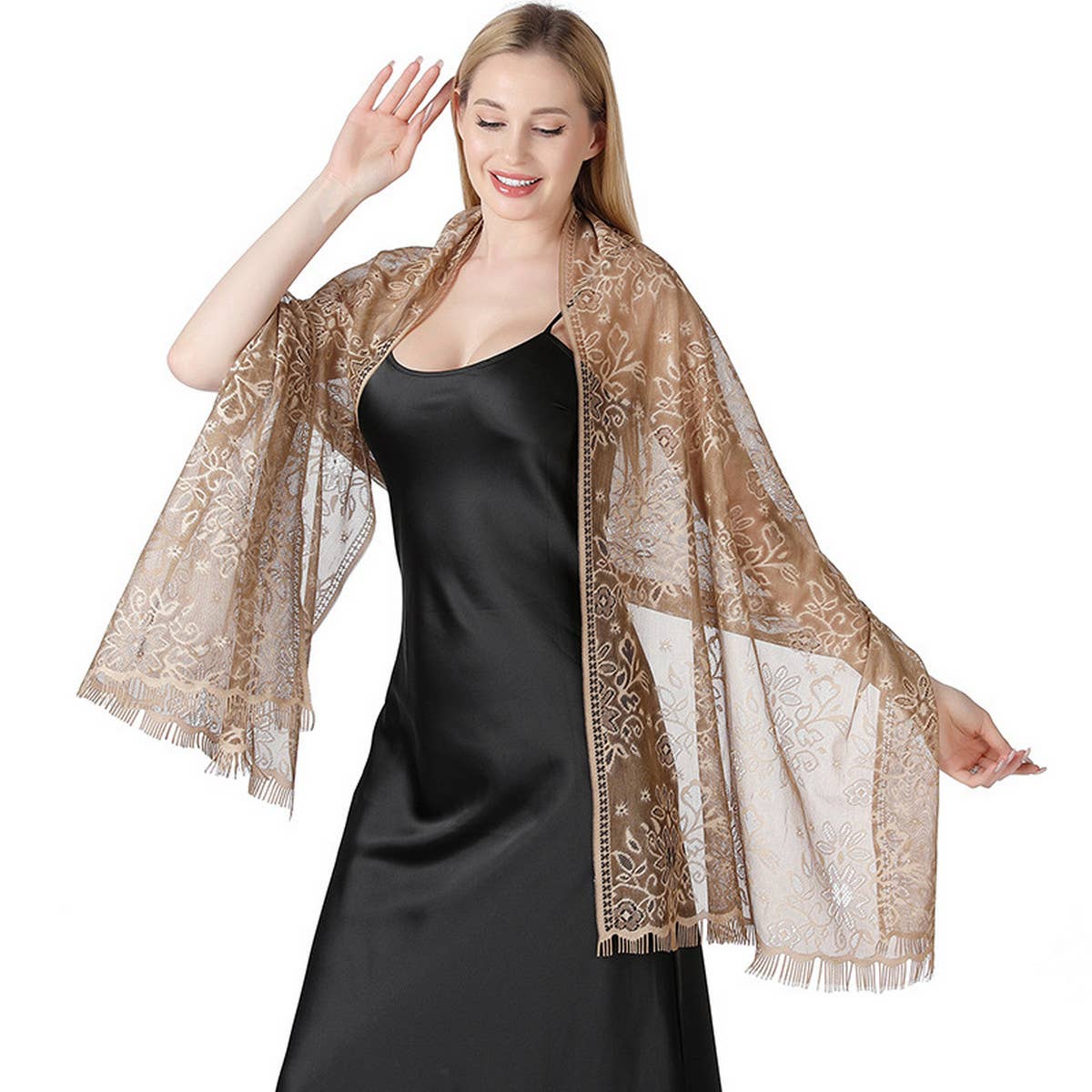 FLORAL LACE TIE DYE SHAWL BRIDAL EVENING WRAP_CWASC1092