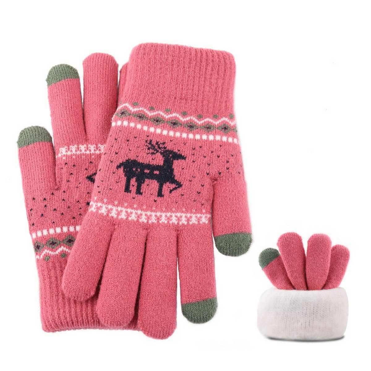 NEW JACQUARD DOUBLE LAYER DEER TOUCH SCREEN GLOVES_CWAG0239