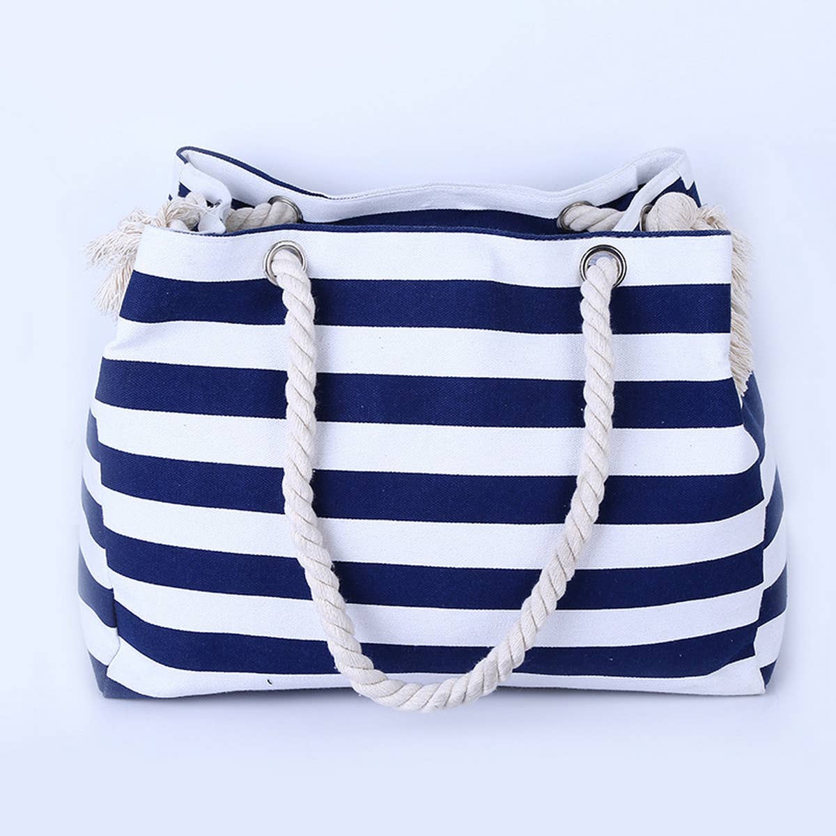 LARGE CAPACITY TRAVEL STRIPED PORTABLE CANVAS BAG_CUAB0227