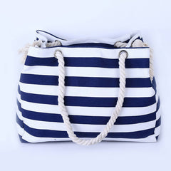LARGE CAPACITY TRAVEL STRIPED PORTABLE CANVAS BAG_CUAB0227