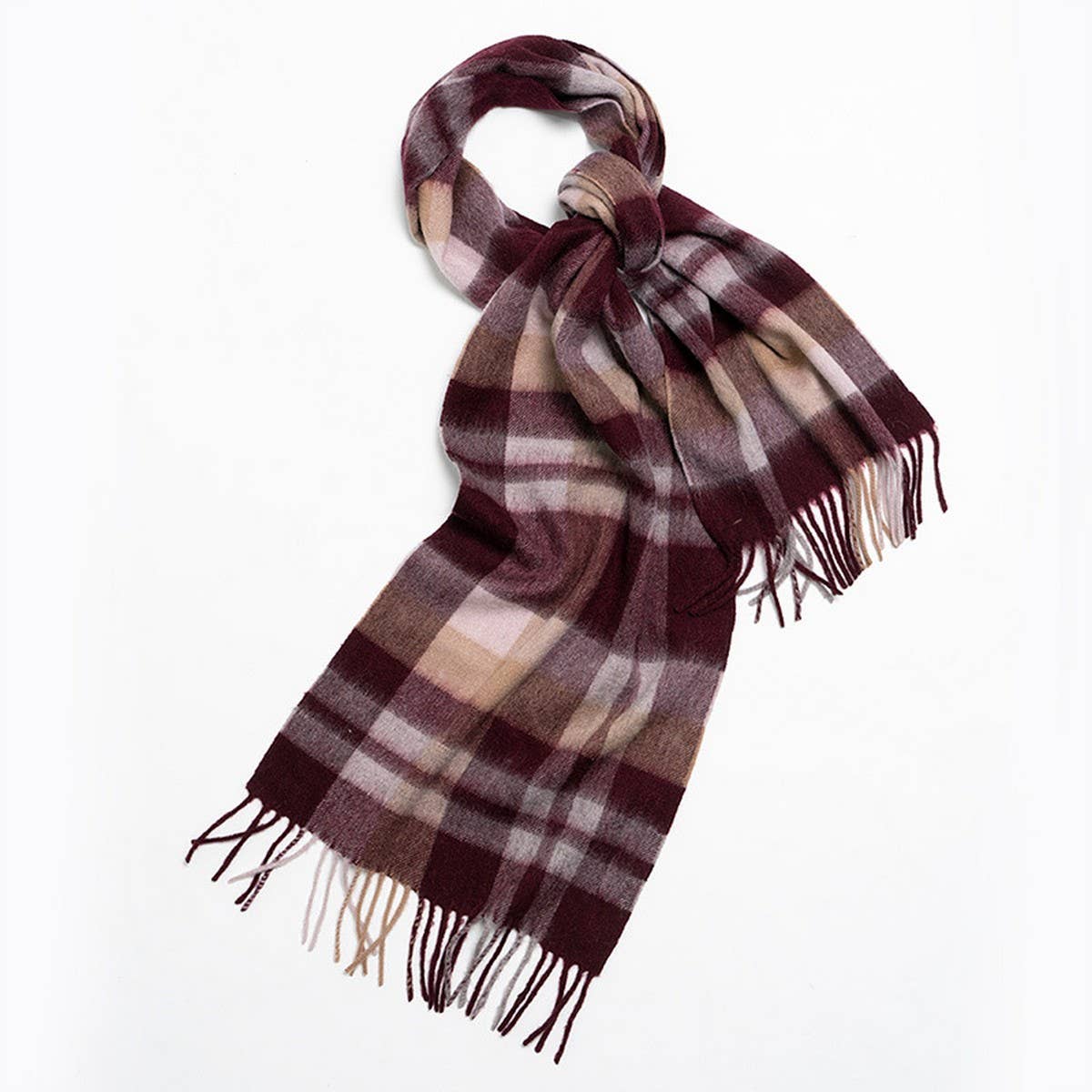 NORDIC PLAID WOOL SCARF WARM WINTER COUPLE WRAP_CWASC2357