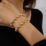 MINIMALIST 18K GOLD SILVER STEEL BEAD BRACELET_CWAJE4902