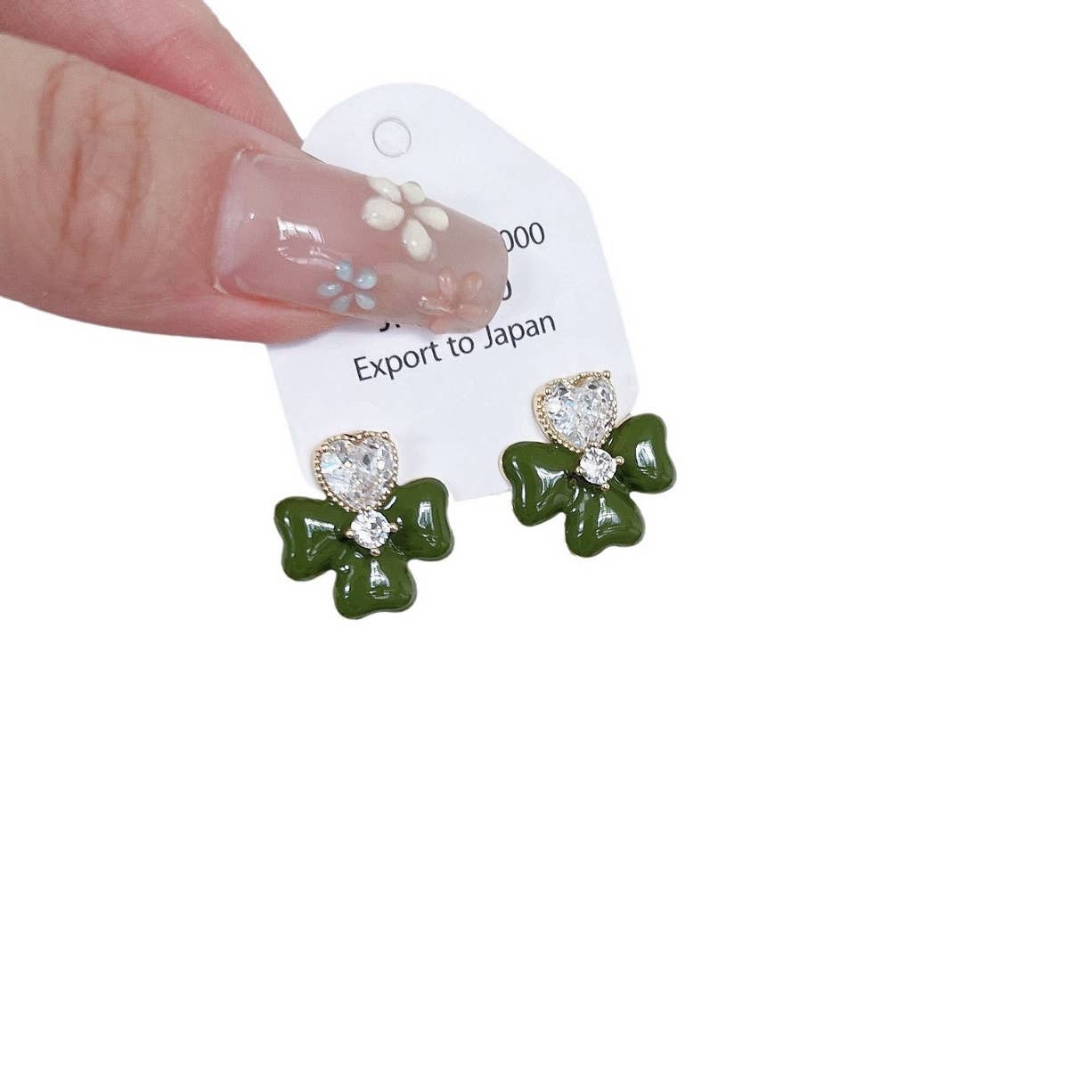 GREEN HEART FLOWER EARRINGS_CWAJE2042