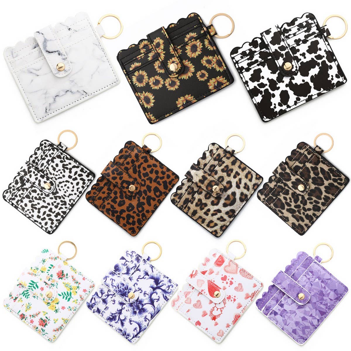 PU LEATHER CARD HOLDER WITH KEYCHAIN ID SLOT_CWAB4938