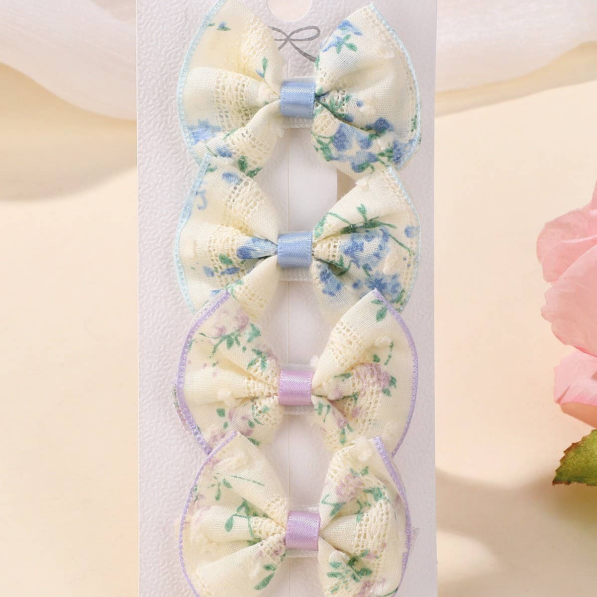 KIDS EMBROIDERED BOW HAIR CLIP SET HANDMADE_CWAHA6716