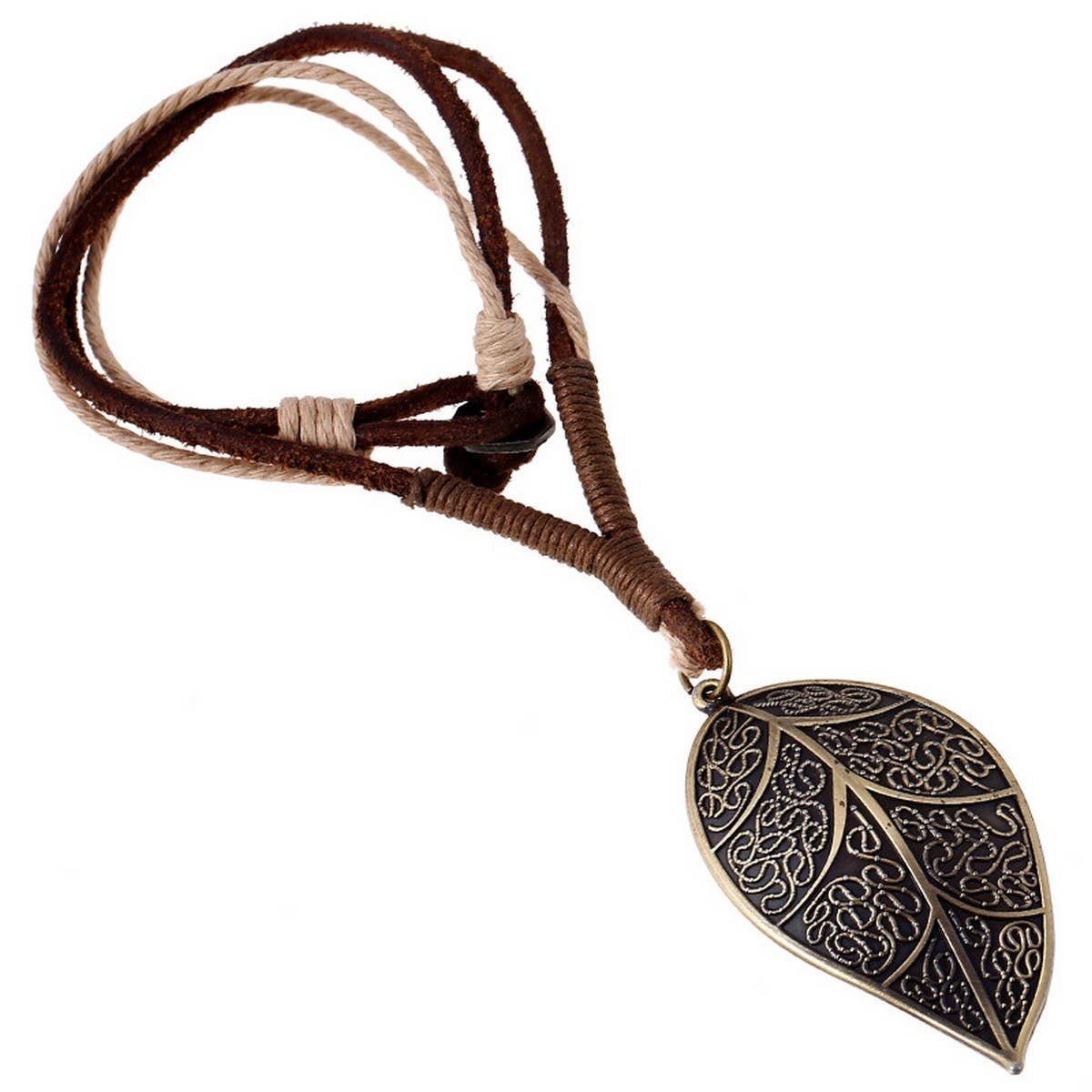 Vintage Creative Leaf Leather Necklace_Cwmm4622