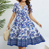 V Neck Fashion Waist Slimming Dress_Cwdsd3377