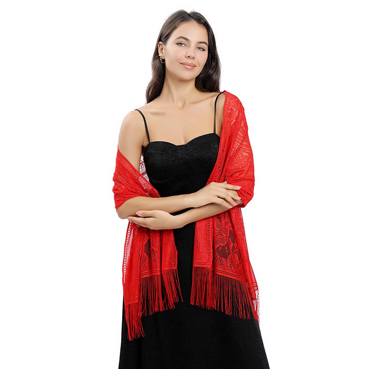 NEW FLOWER LACE EVENING SHAWL_CWASC1089