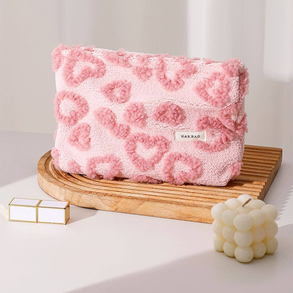 Cute Plush Heart Makeup Cosmetic Pouch Bag_Cwab06092