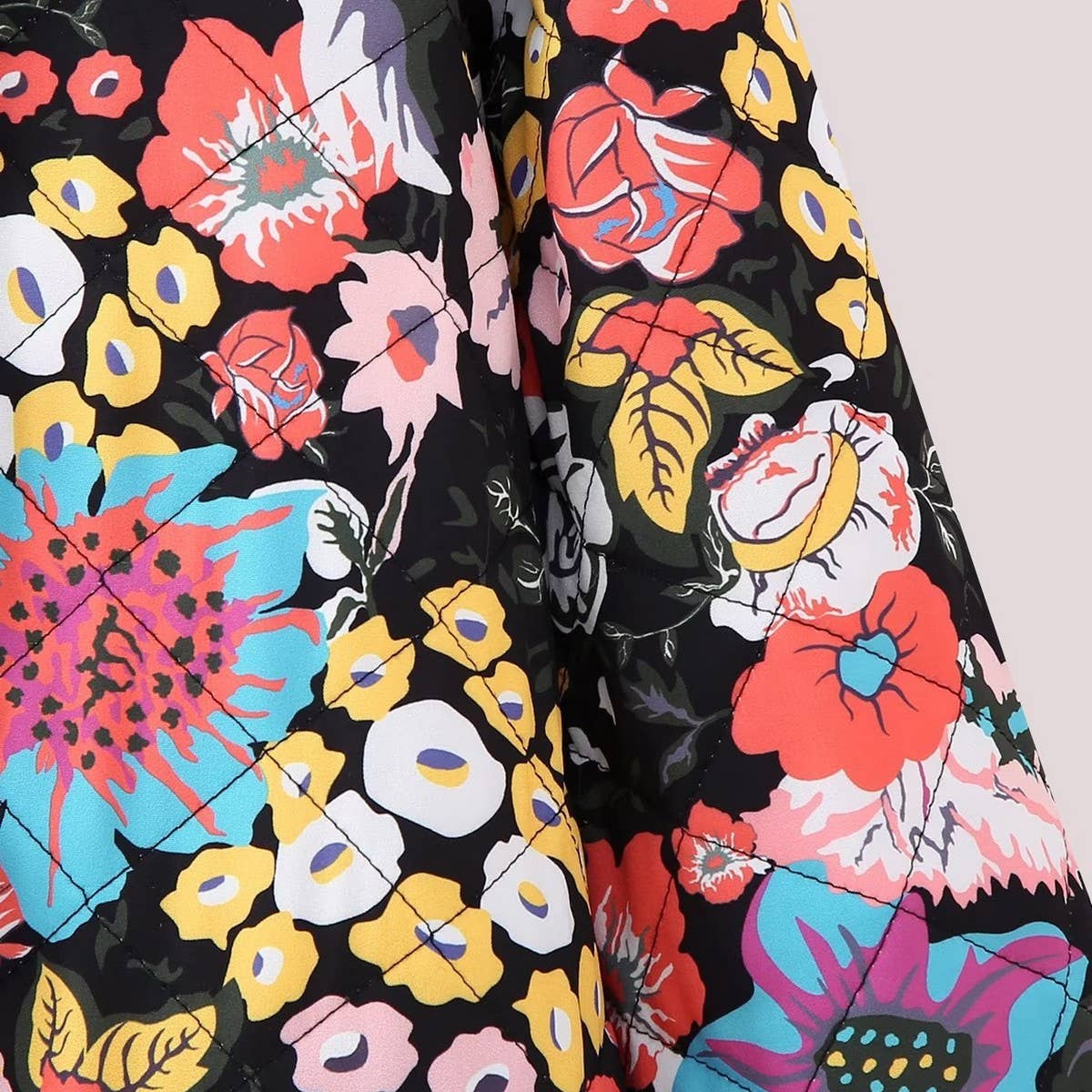 SINGLE BREASTED FLORAL PRINT QUILTED JACKET_CWOJA1564