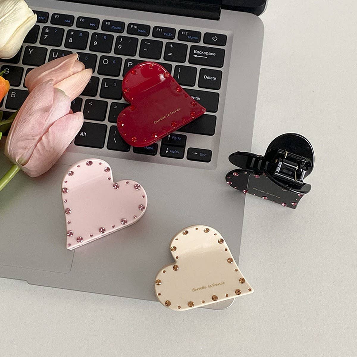 CRYSTAL HEART ACETATE HAIR CLAW LUX CHIC STYLE_CWAHA2640