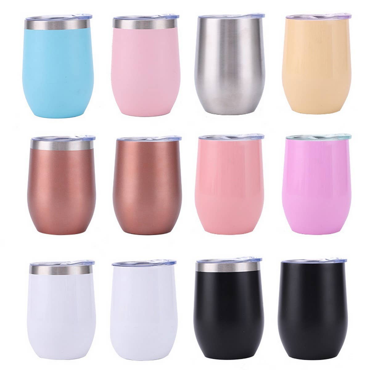 12OZ EGG SHAPE INSULATED WINE TUMBLER CUP_CWMM7905