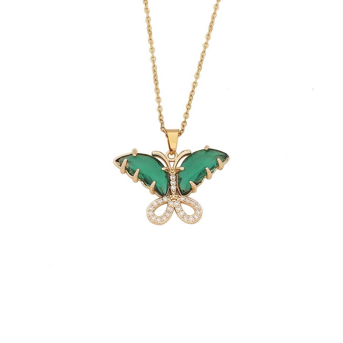 STYLISH VINTAGE ZIRCON BUTTERFLY NECKLACE_CWAHA0881
