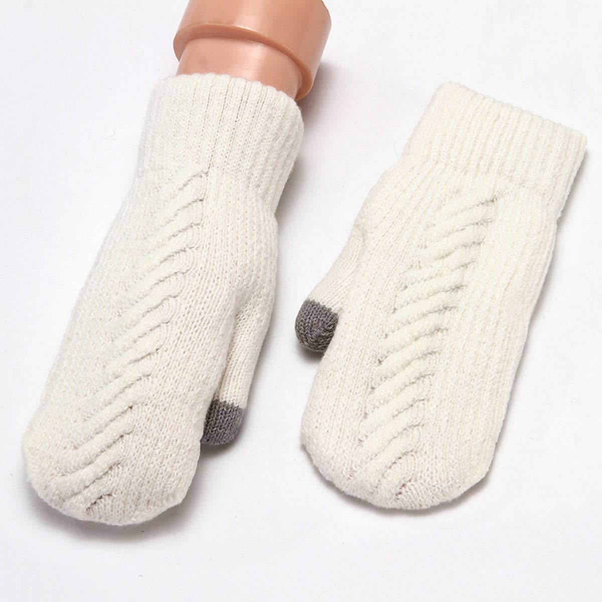 Winter Womens Cute Thick Knit Touchscreen Gloves_Cwag0271