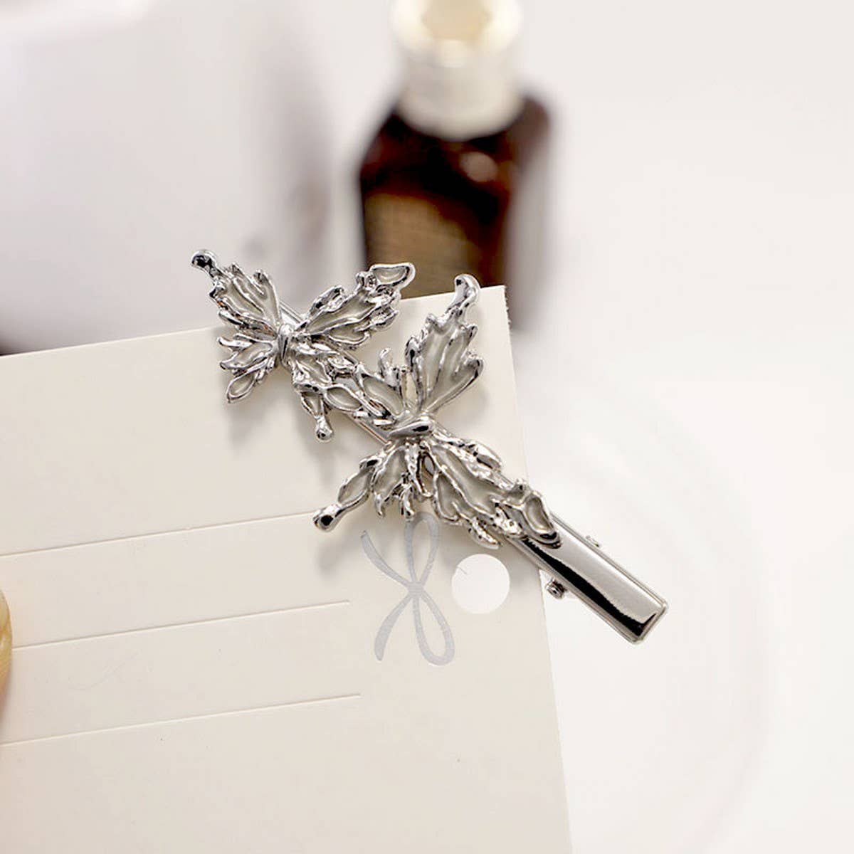 METAL ROSE HAIRPIN SIDE BANGS DUCKBILL CLIP_CWAHA4646