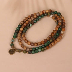 LOTUS PENDANT 108 AFRICAN PINE BEADED BRACELET_CWAJE3929
