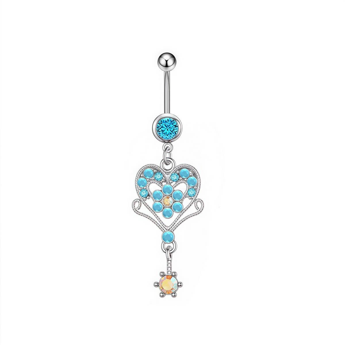 5PCS BLUE TURQUOISE BELLY BUTTON RINGS SET_CWMM9452