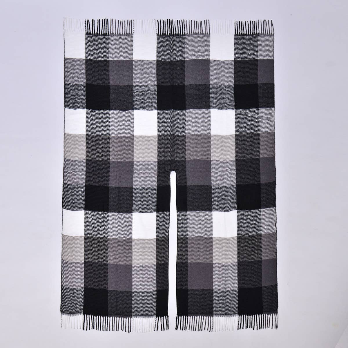 PLAID CAPE COLORBLOCK WINTER SHAWL FOR TRAVEL_CWASC0960